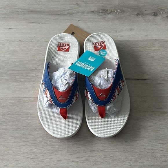 Reef Men\'s Fanning - Patriotic Red/White/Blue 10 NWT IN PACKAGE